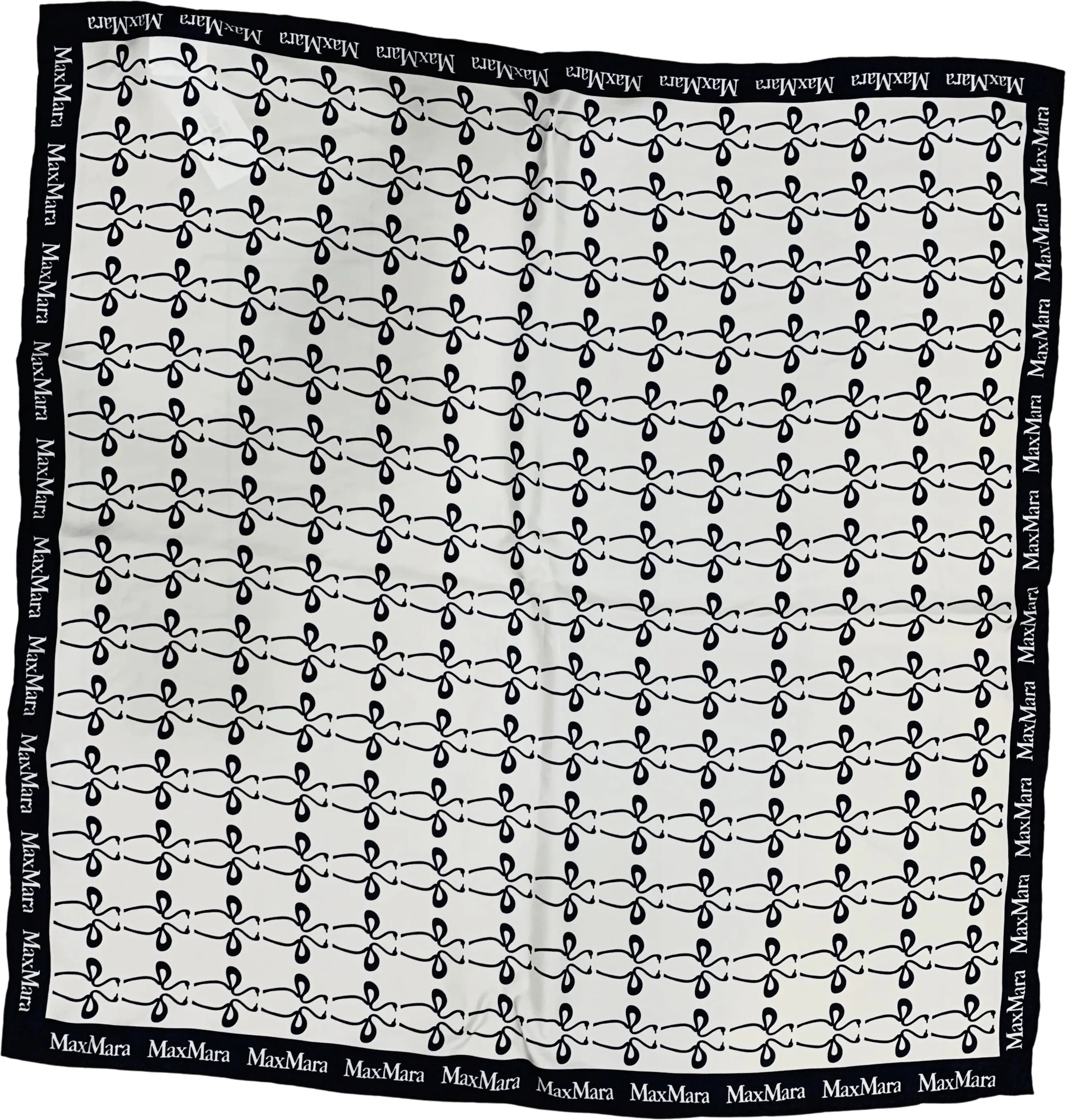 00's Black & White Silk Scarf by Max Mara