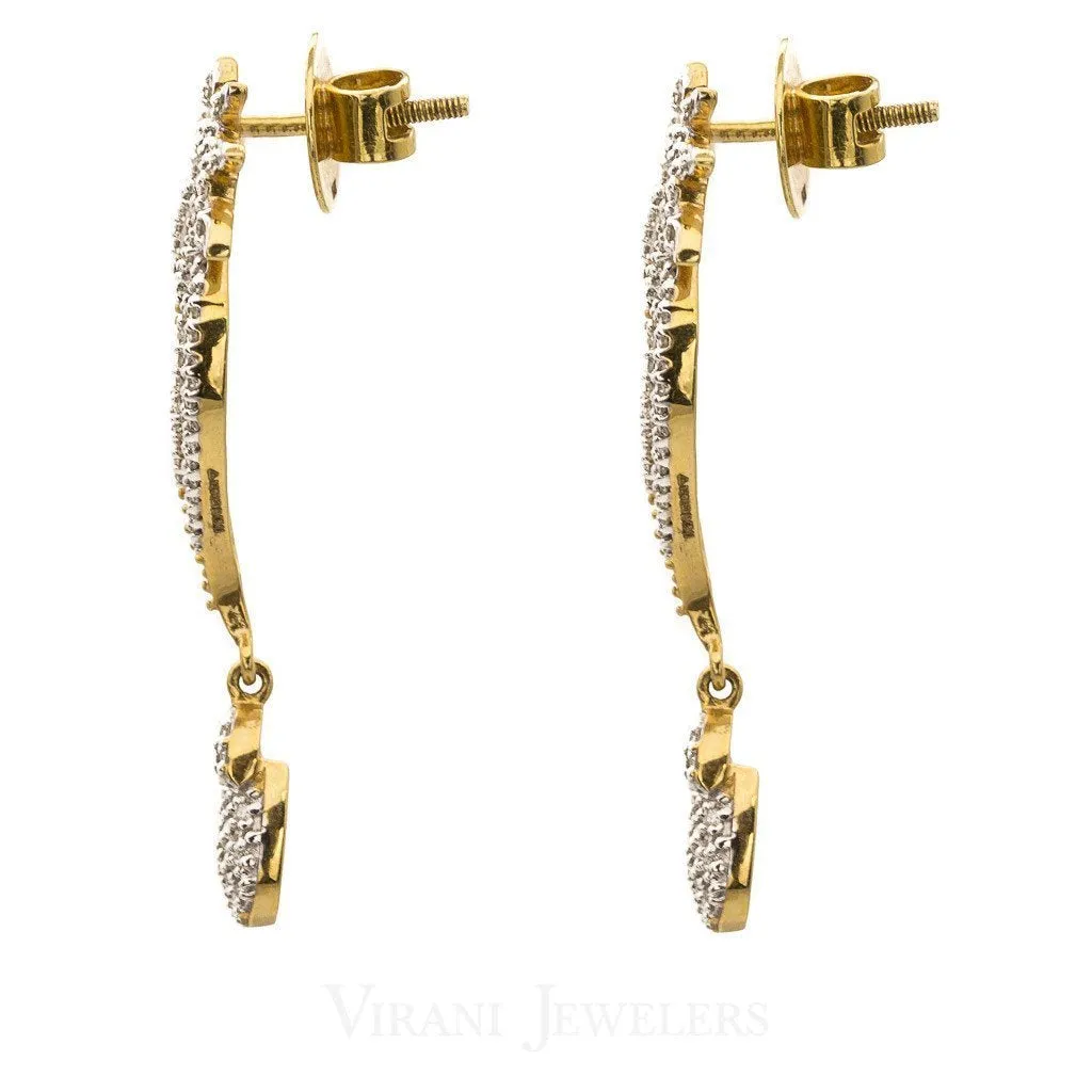 0.59CT Diamond Drop Angel Wing Earrings Set In 18K Yellow Gold