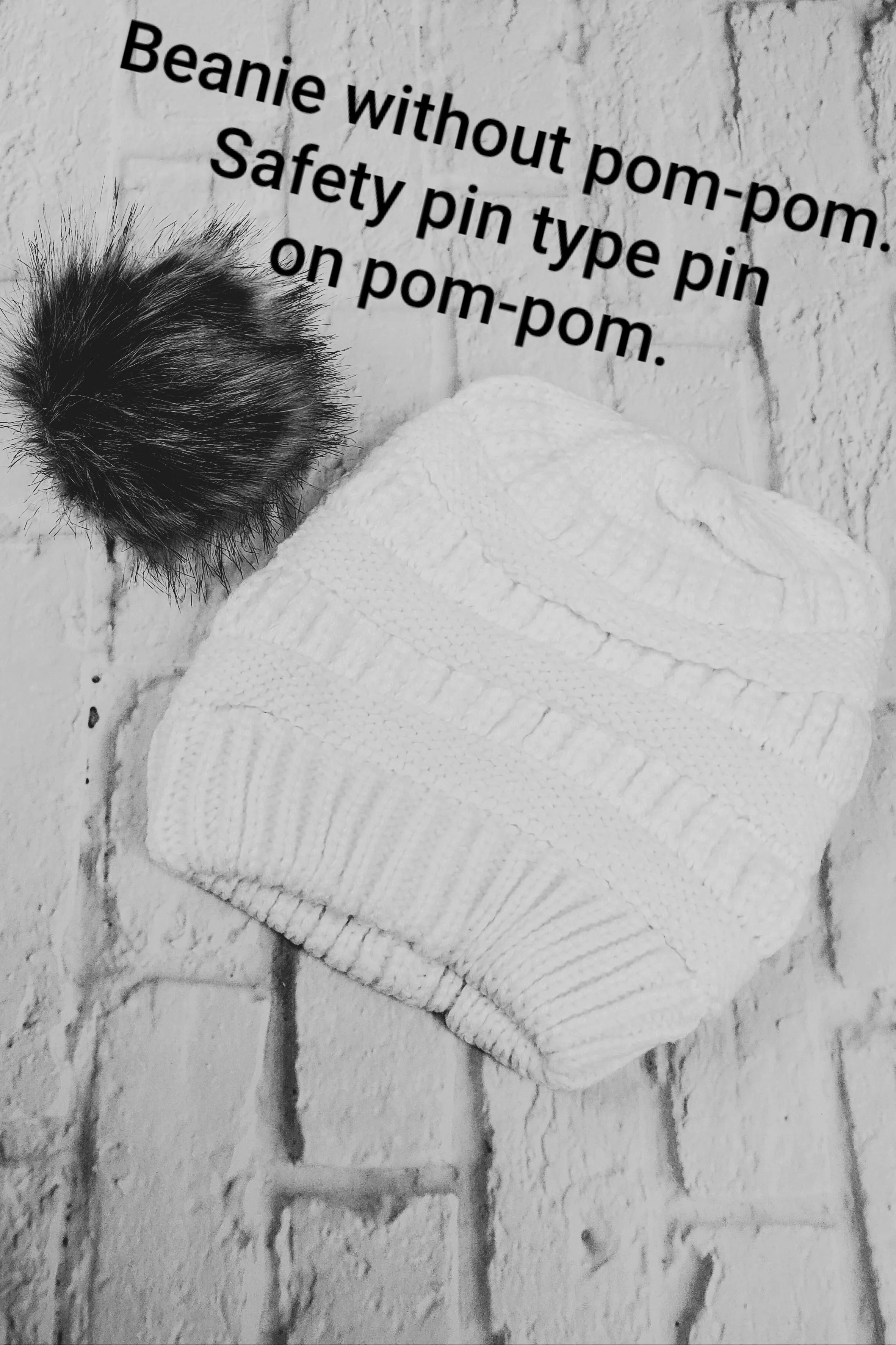 #16 Black & Grey Ponytail Pom-Pom Beanie