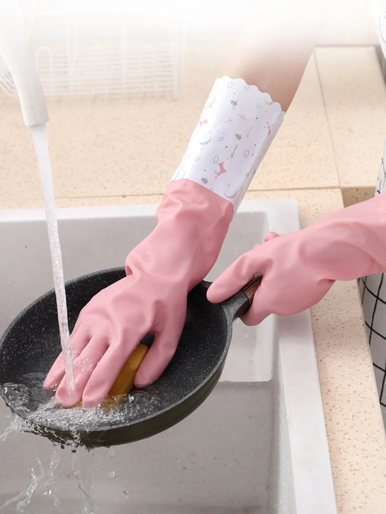 1pair Waterproof Dishwashing Glove