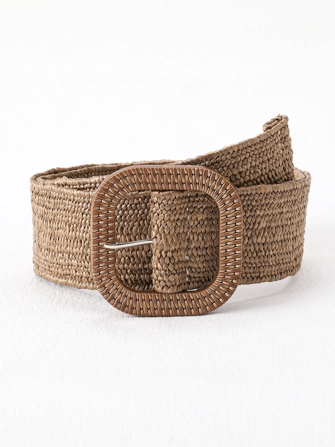 1pc Square Buckle Straw Belt Boho SD