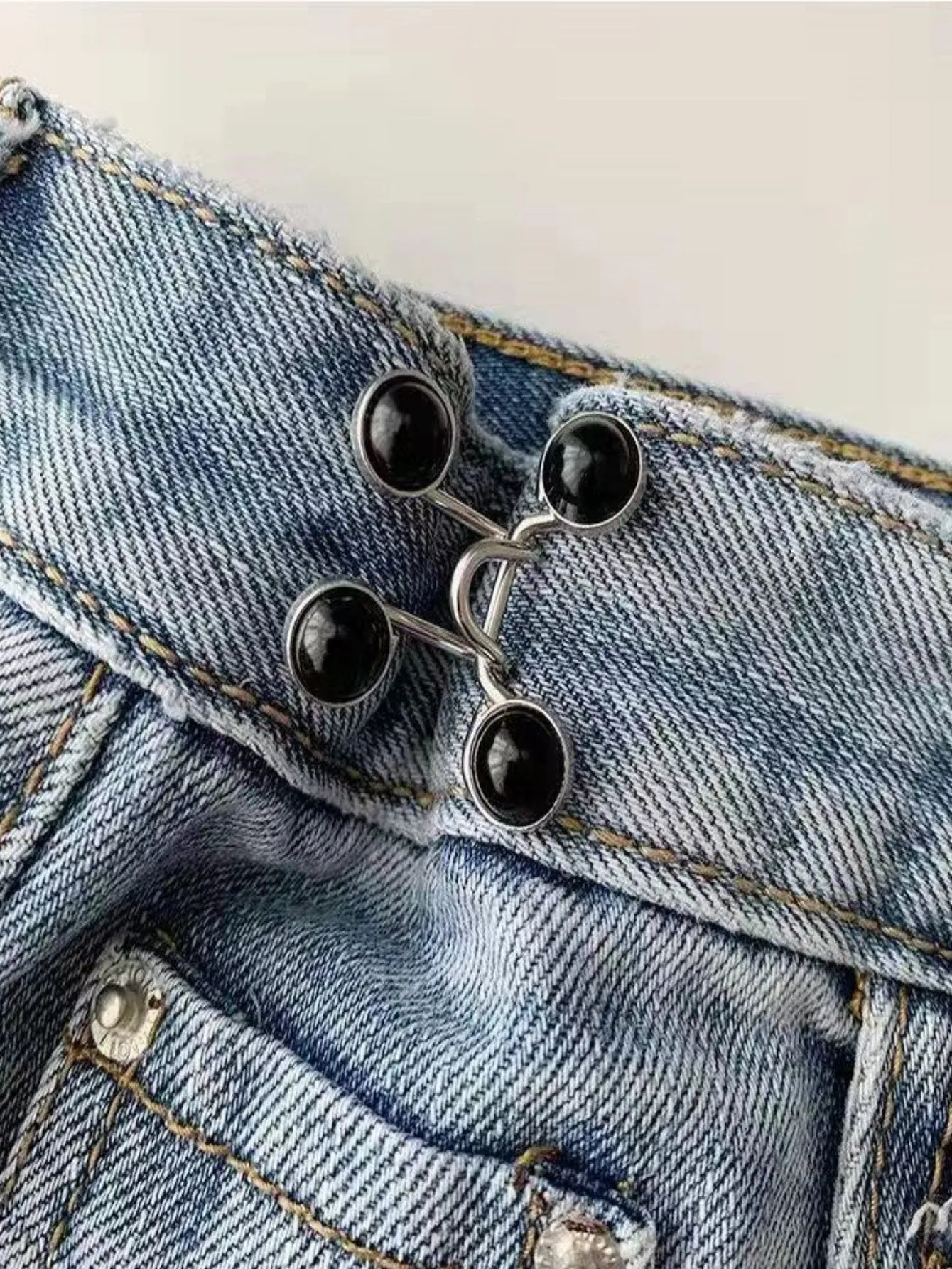 1pc Stainless Steel Adjustable Waist Button, Fake Pearl Decor Button For Jeans SD