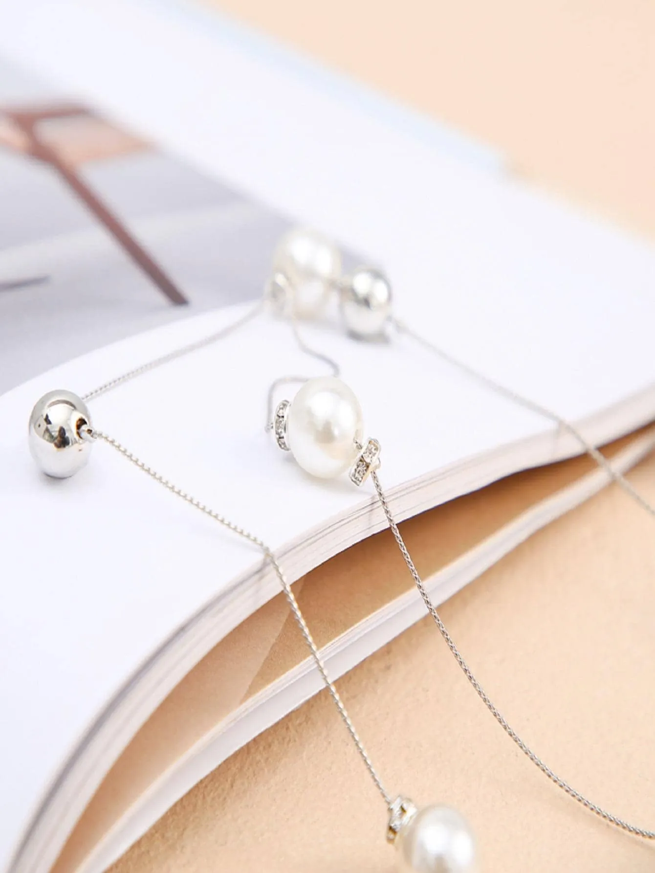 1pc Women Faux Pearl & Bead Decor Fashionable Chain Belt For Dress Decoration