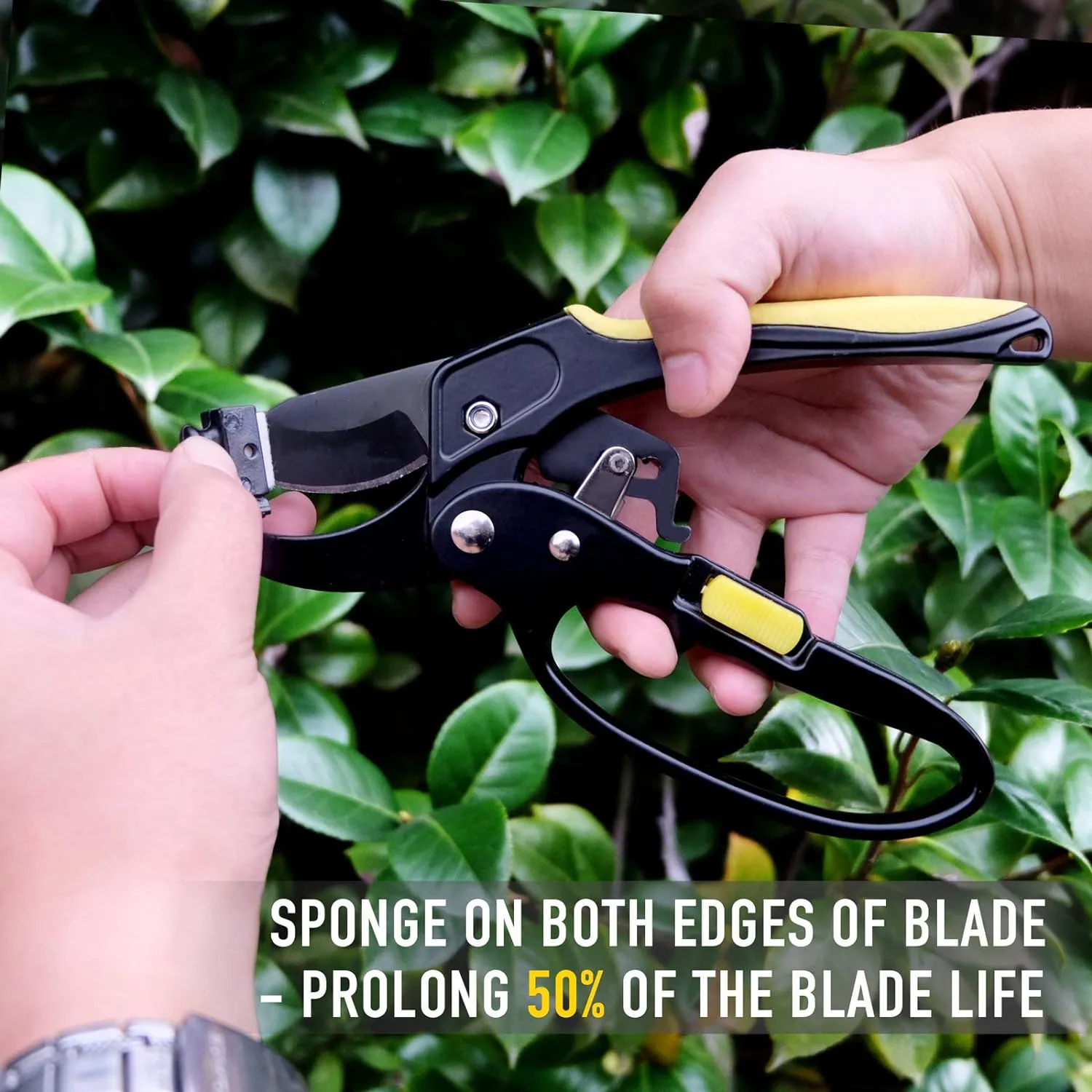 4 PCS Garden Pruning Shears Set, Ratchet Anvil Pruning Shears with Ratcheting Mechanism