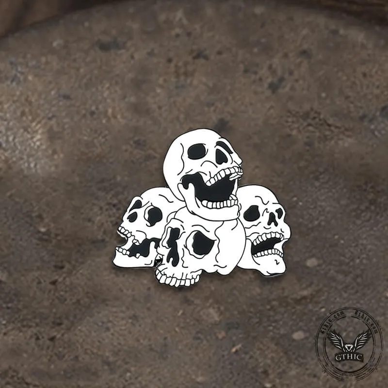 6 Pcs Punk Skull Design Alloy Brooches