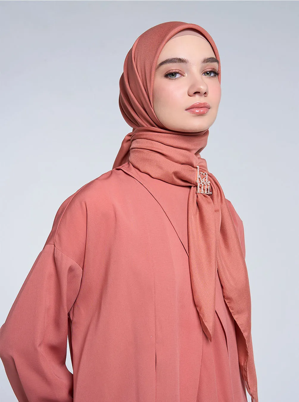 AIRY VOILE SCARF PLAIN CORAL PINK