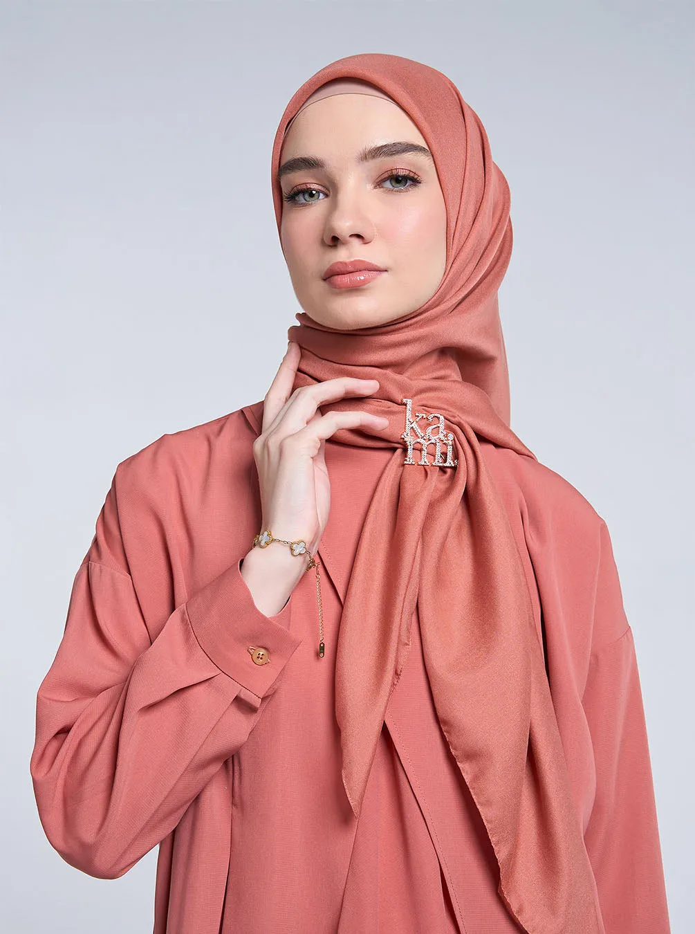 AIRY VOILE SCARF PLAIN CORAL PINK