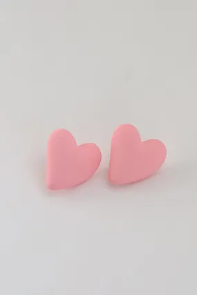 Annie Pink Heart Stud Earrings