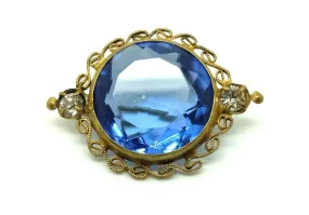 Antique Edwardian Ocean Blue Brooch