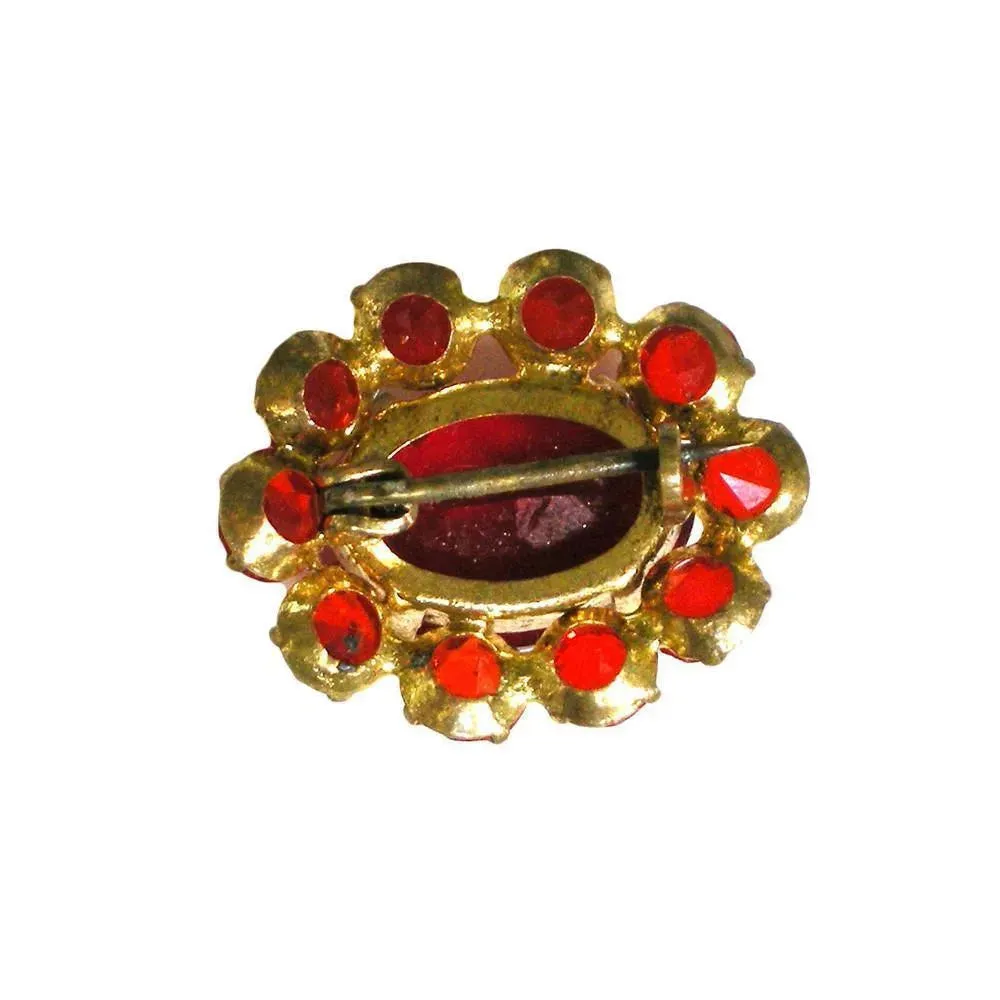 Antique Edwardian Red Glass Brooch