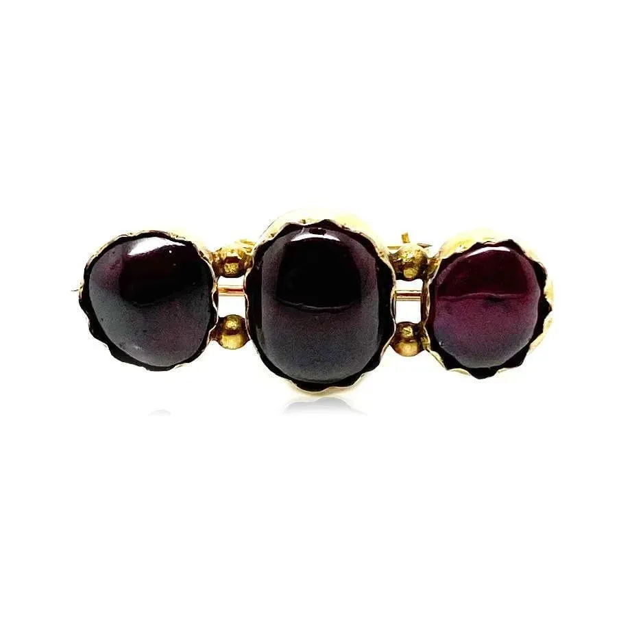 Antique Victorian Foil Backed Glass Garnet 15ct Gold Brooch