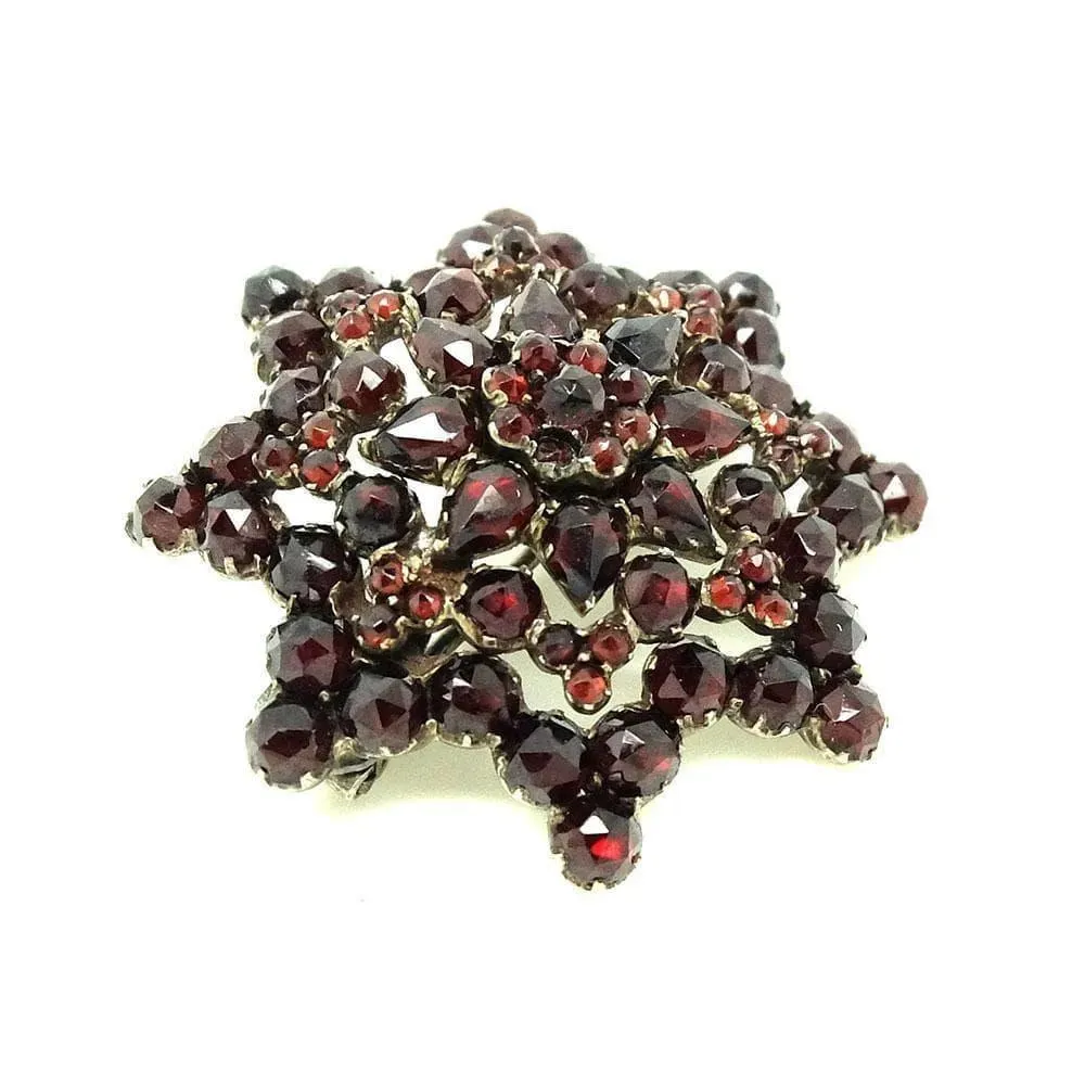 Antique Victorian Garnet Star Gemstone Brooch