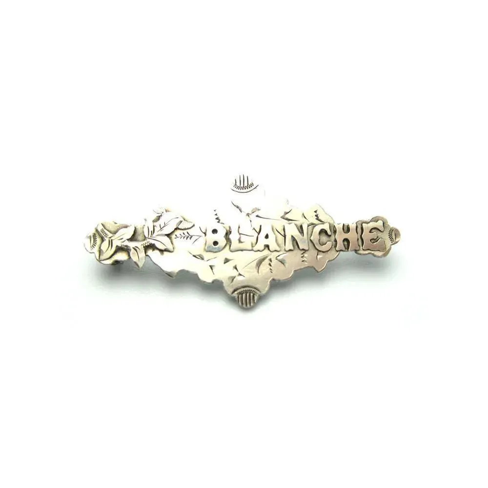 Antique Victorian Sterling Silver Blanche Name Brooch