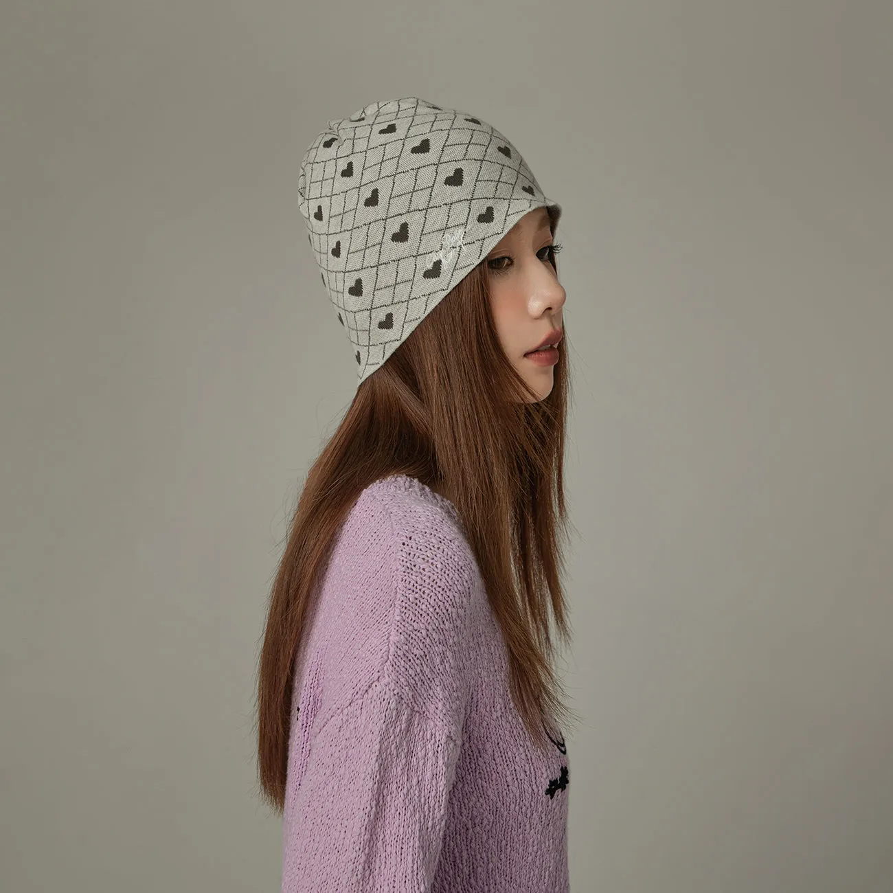 Argyle Heart Beanie