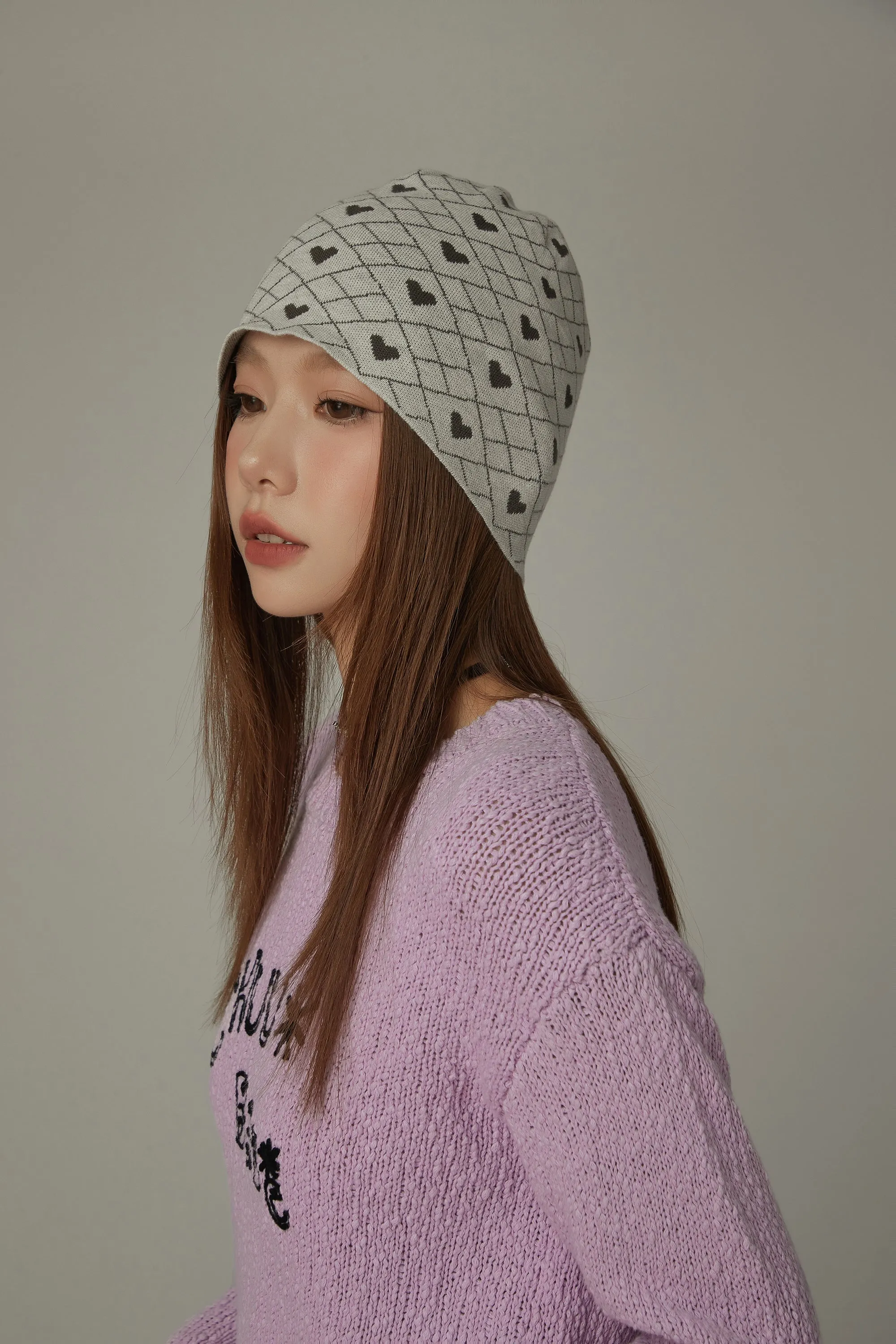 Argyle Heart Beanie