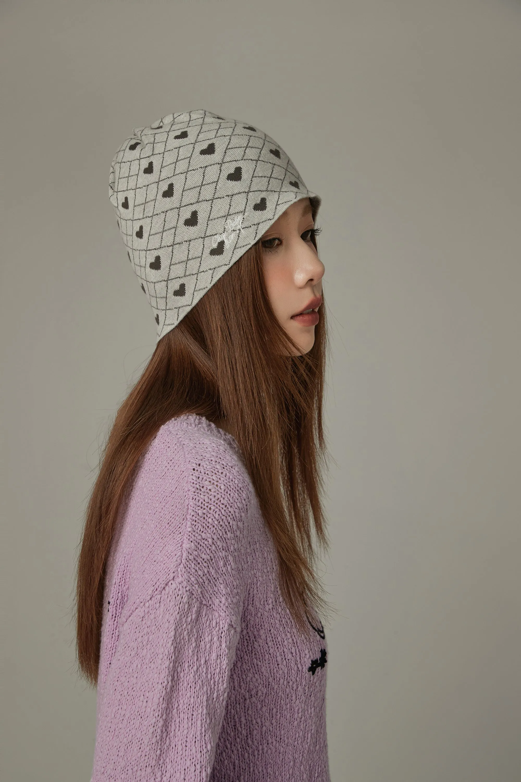 Argyle Heart Beanie