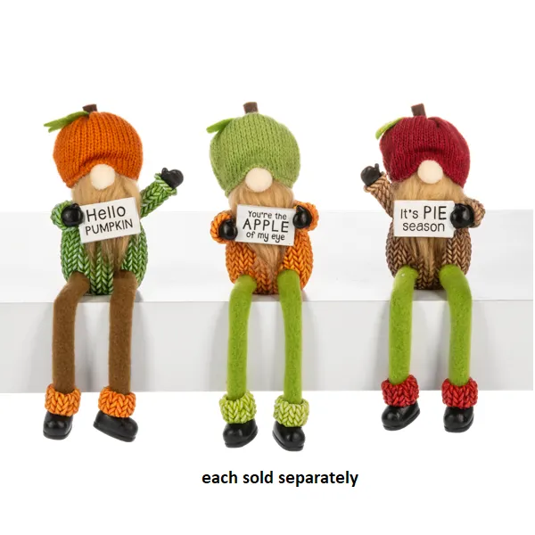 Autumn Message Fall Harvest Happy Gnome Plush Shelf Sitter