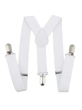 Baby Boys White Metal Clasps Clip-On Suspenders