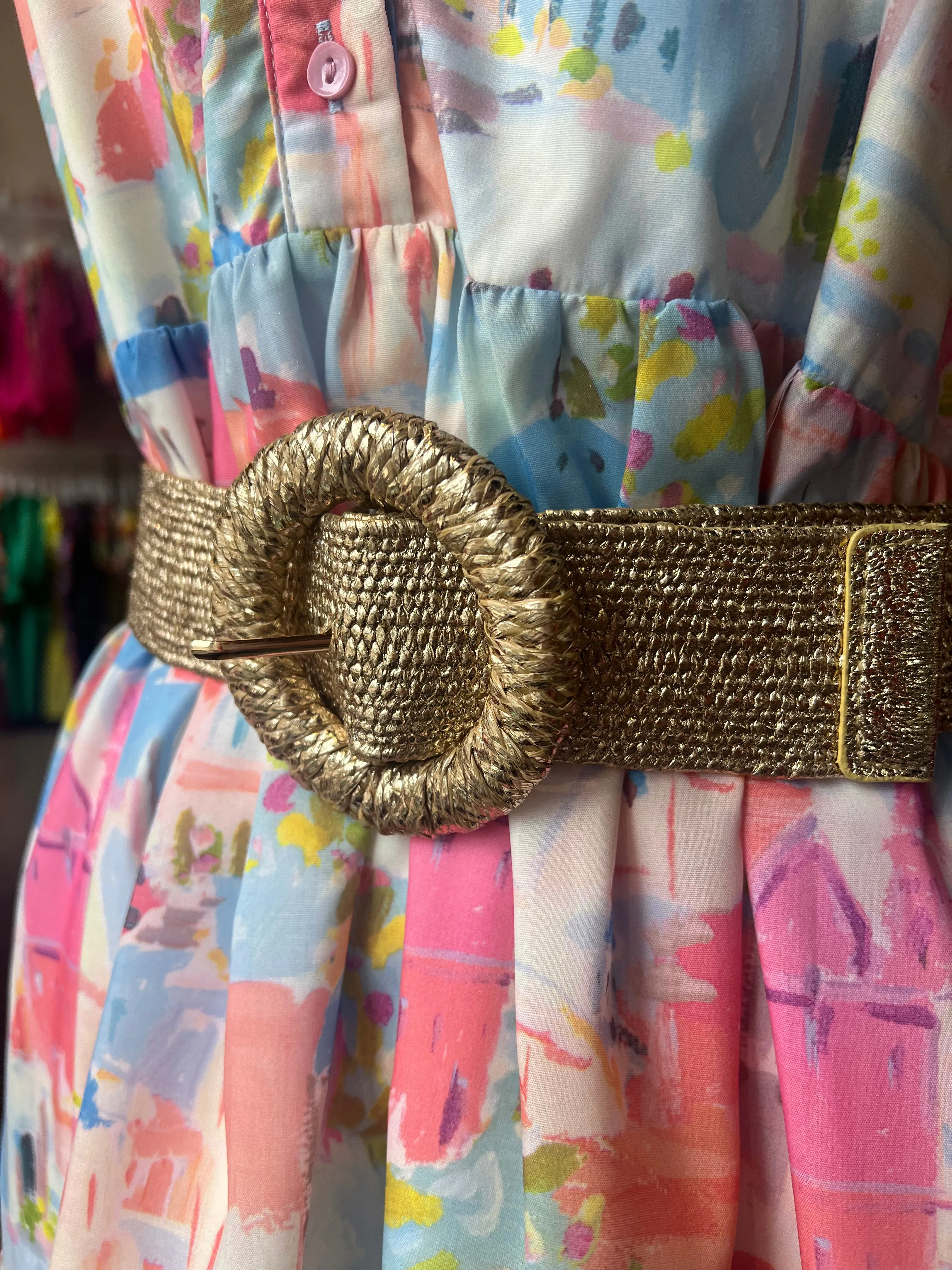 Batik Raffia Belt | Golden