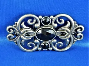 Belt Buckle - Pewter with Jet Black Stones