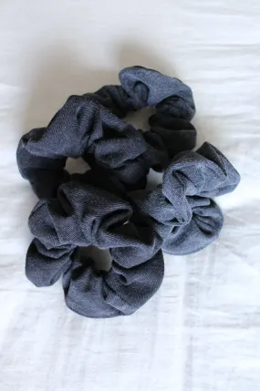 Black Vintage Denim Scrunchie