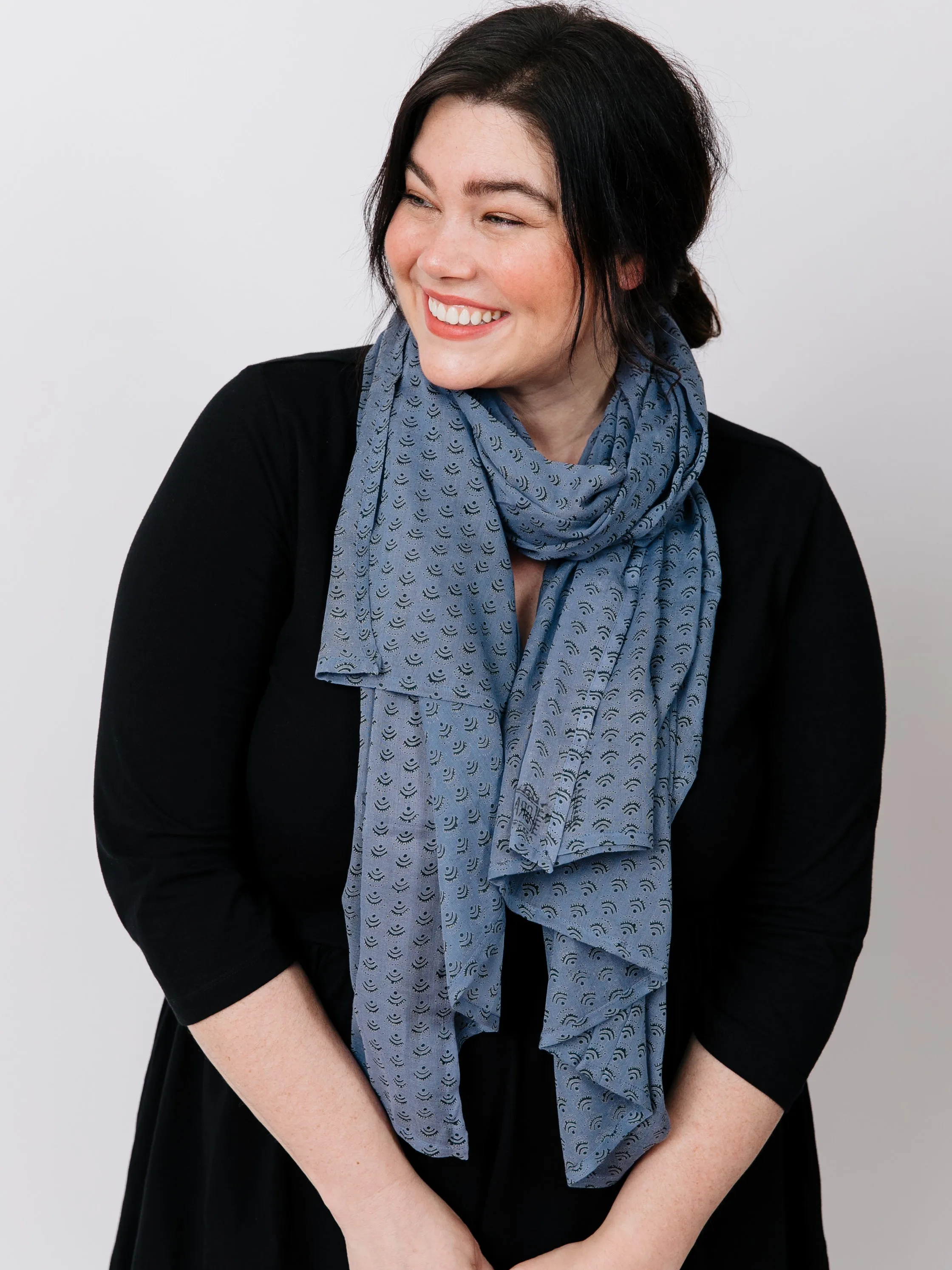 Block Printed Scarf by Graymarket Design - Keki Navy