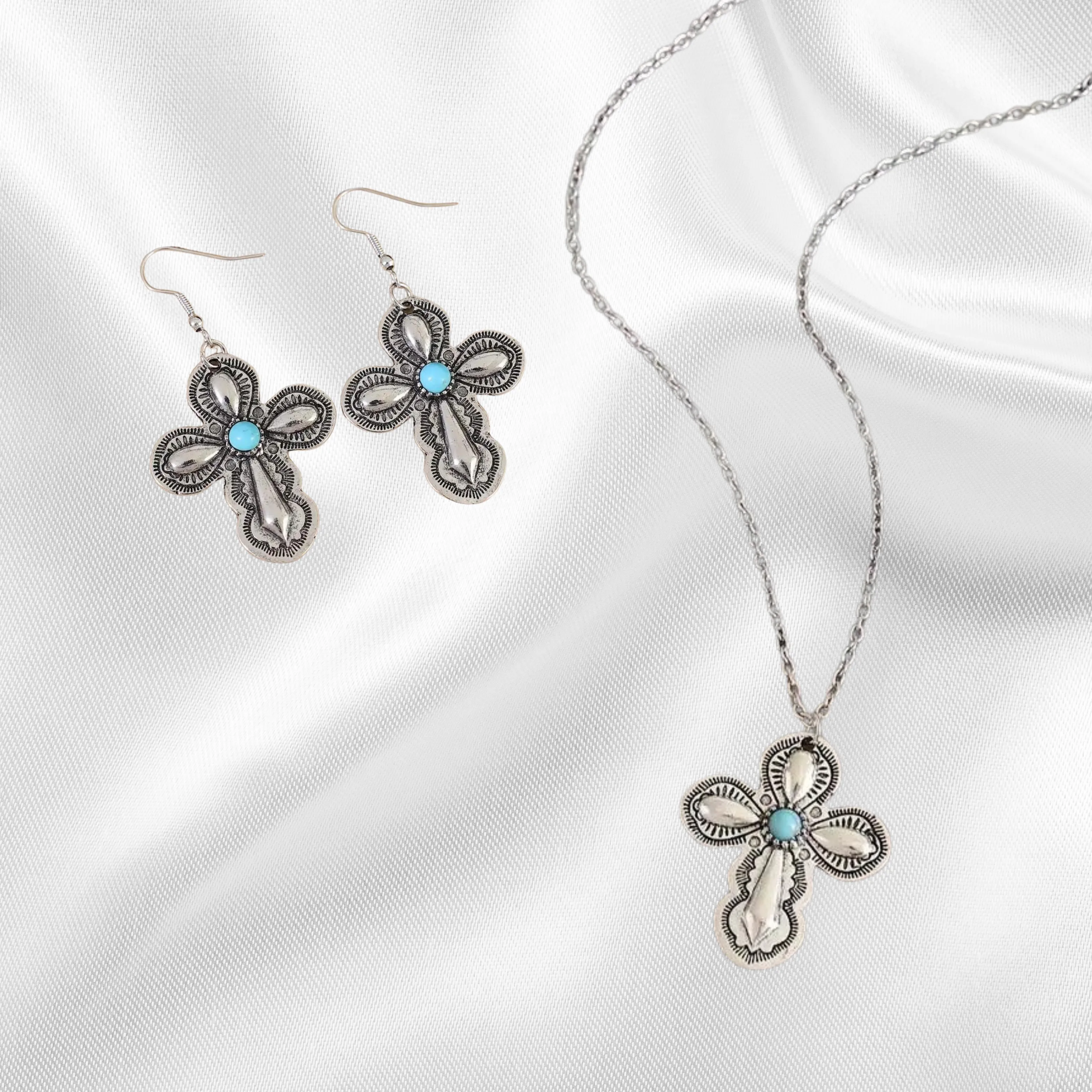 Boho Cross Jewelry Set only at Bling & Bloom's Boutique | Turquoise Accent