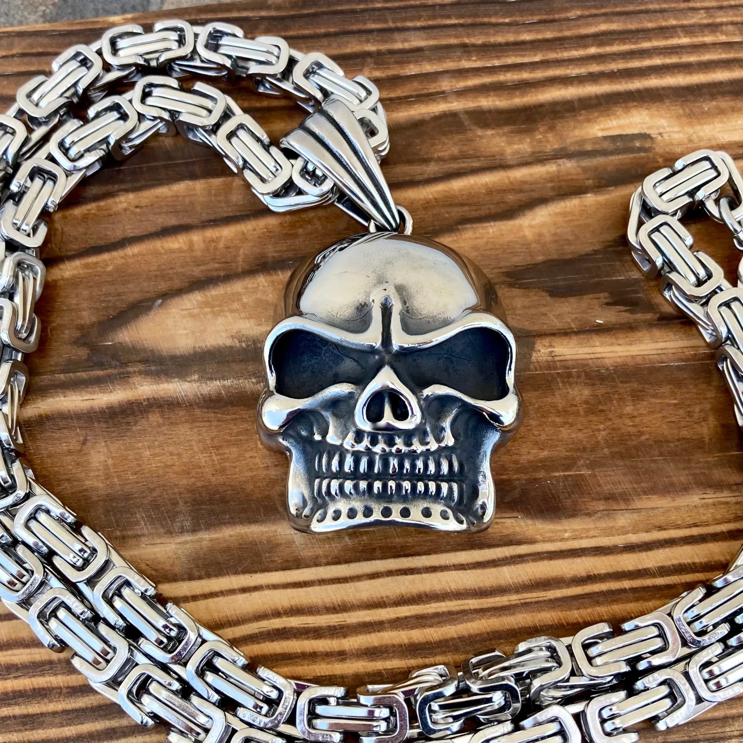 Bone Crusher Skull - Hollow Back Pendant - Necklace (251)