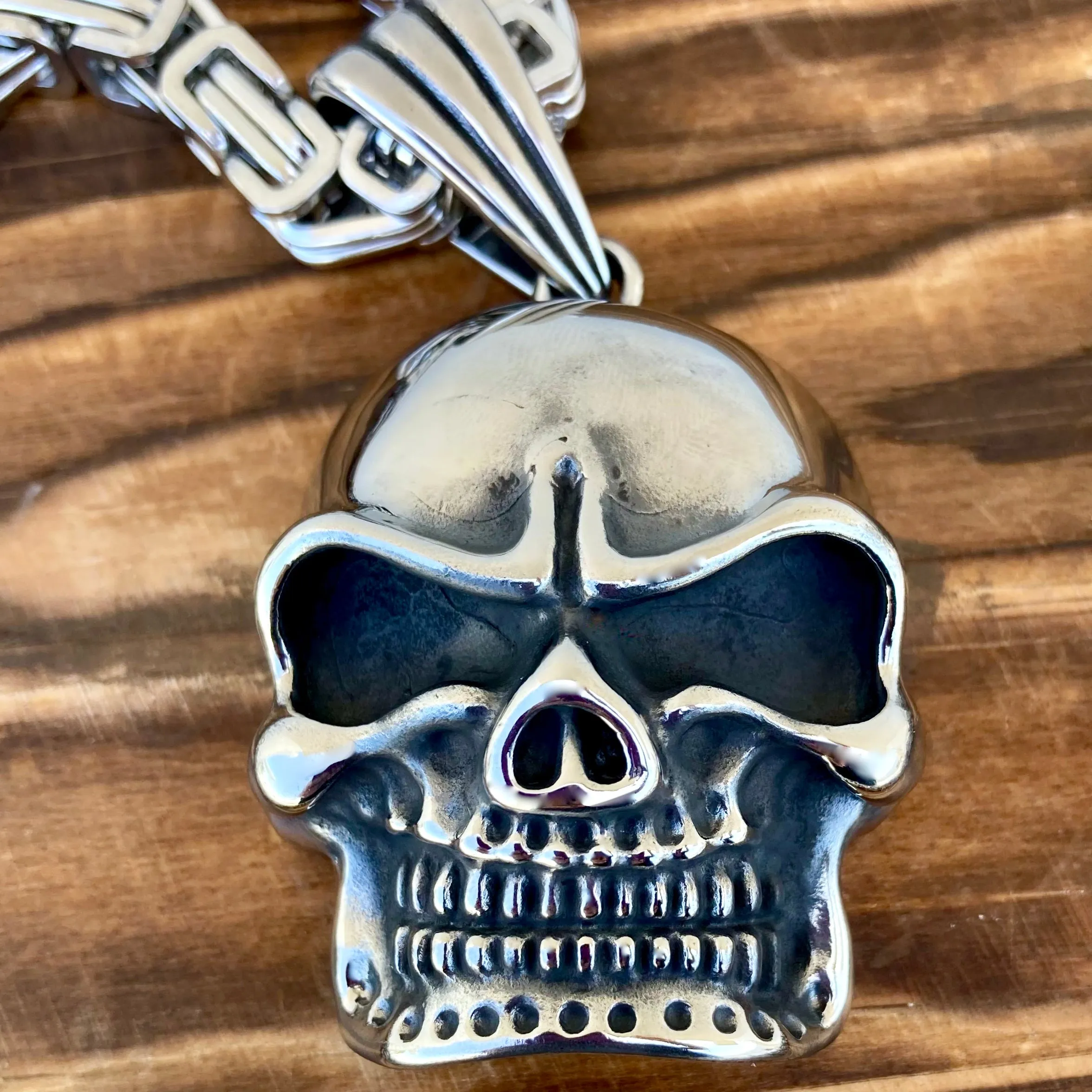 Bone Crusher Skull - Hollow Back Pendant - Necklace (251)