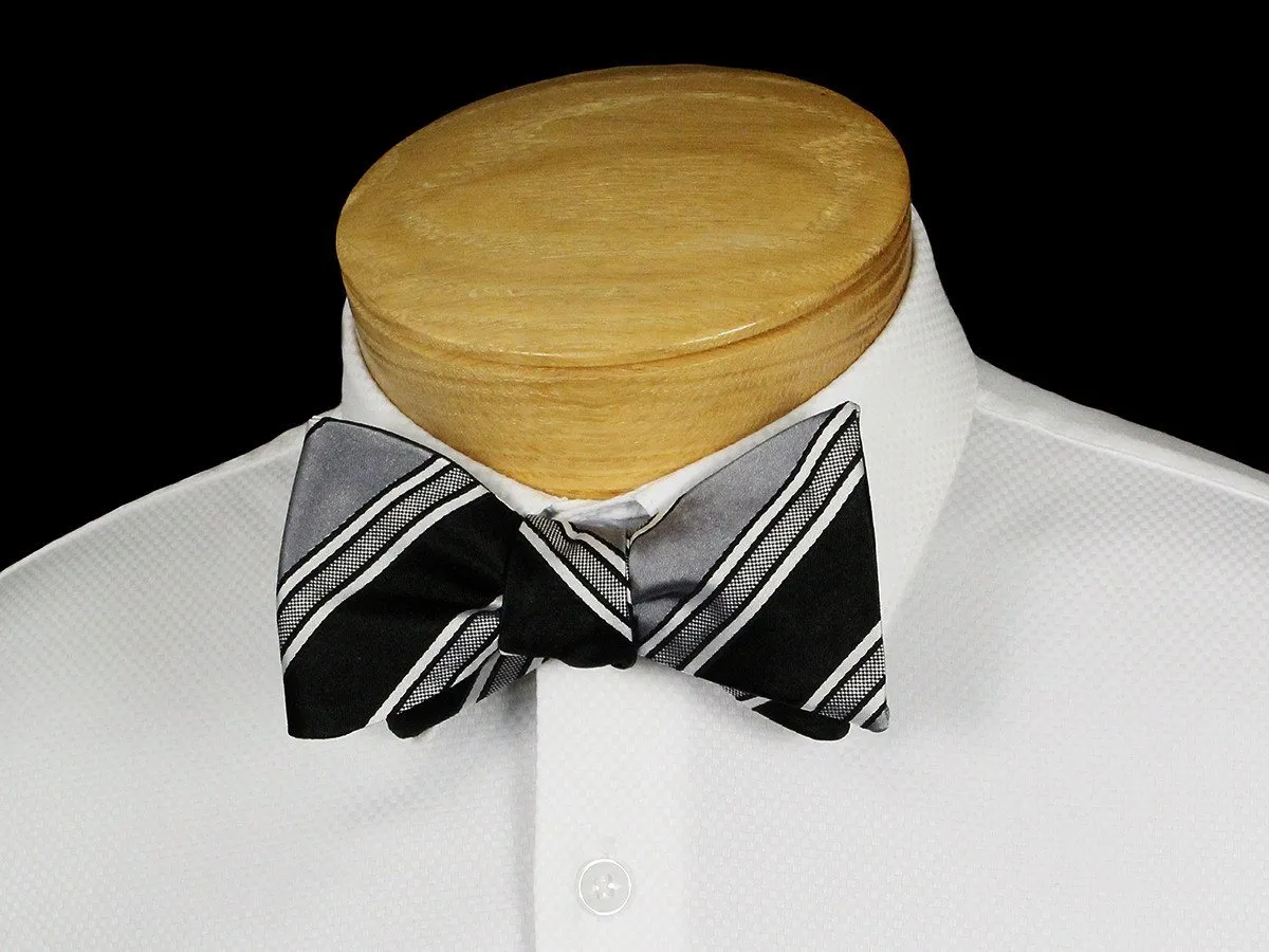 Boy's Bow Tie 22536 Silver/Black Stripe