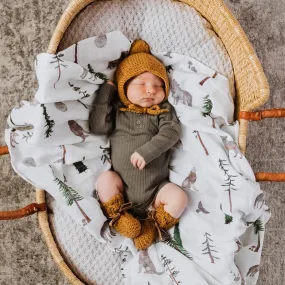 Bronze Merino Wool Bonnet & Booties