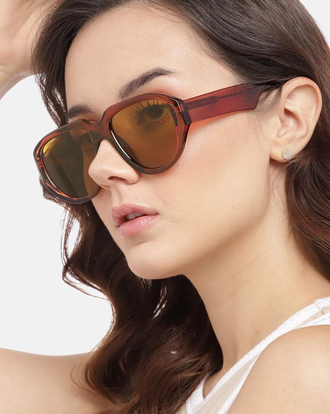 Brown Toned with Polycarbonate UV Protected Lens Oversized Sunglass for women