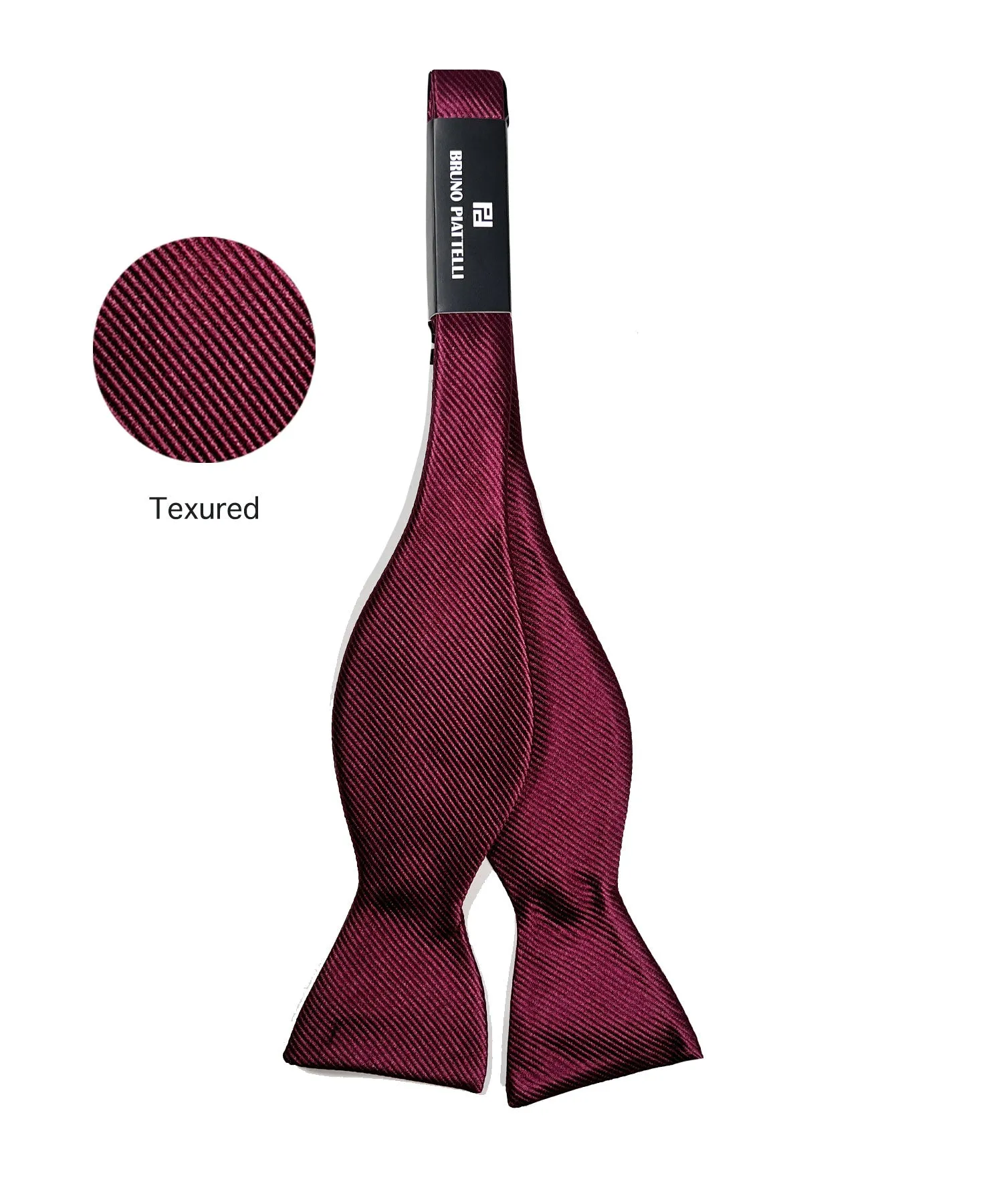 Bruno Piattelli Textured Silk Bow Tie - Burgundy