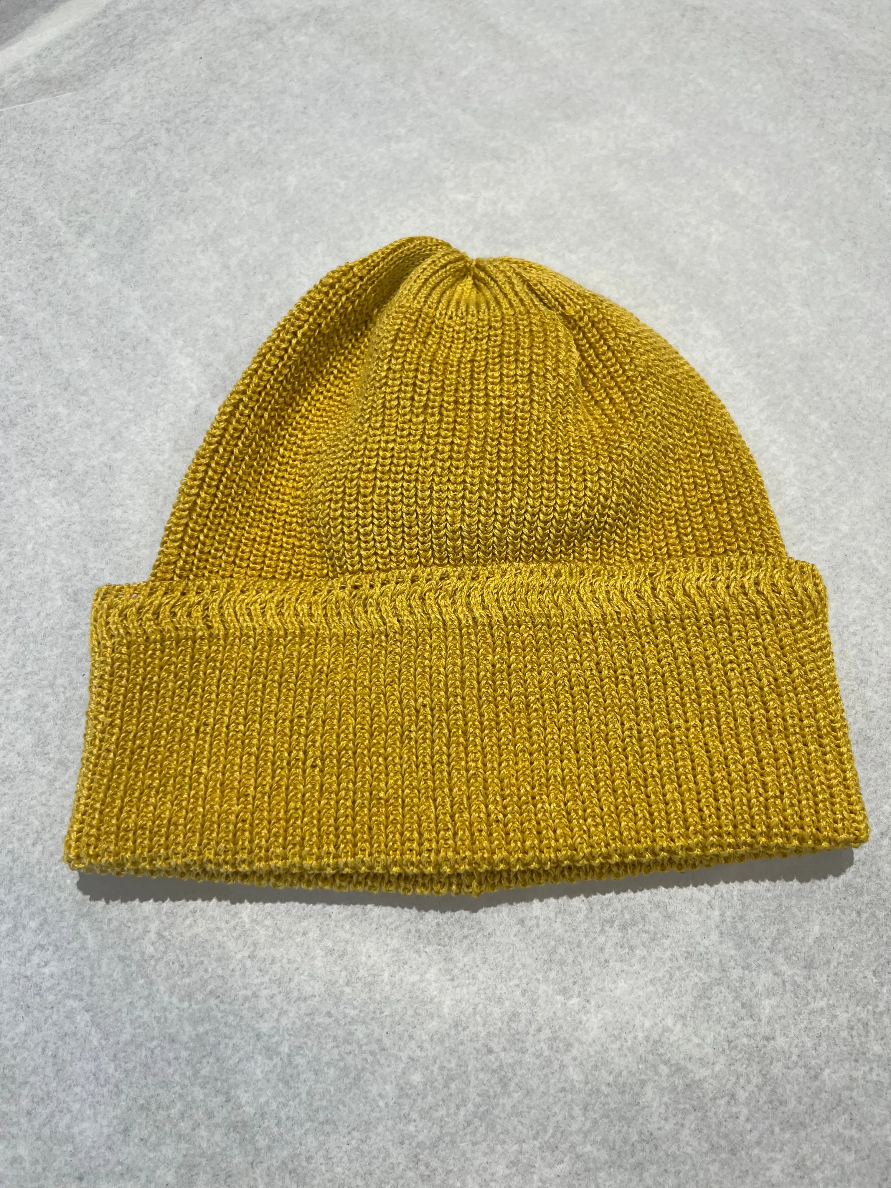 Cableami Yellow Linen Waffle Knit Cap