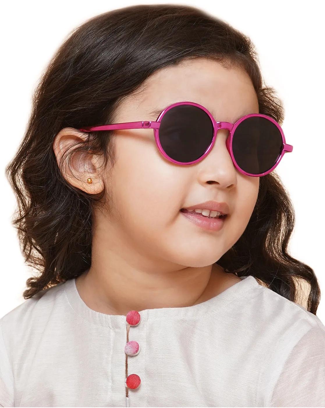 Carlton London Black Lens & Pink Round Sunglasses For Girl