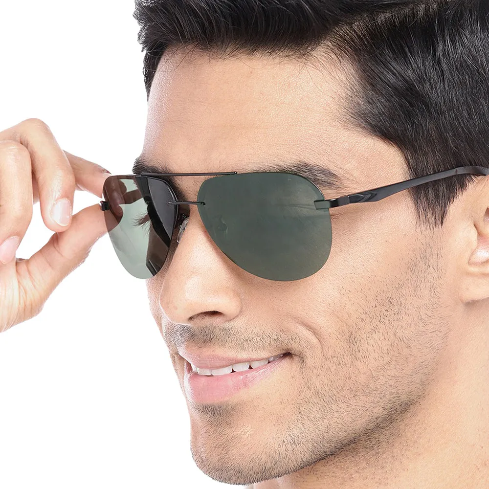 Carlton London Premium Black & Green Toned Polarised And Uv Protected Lens Aviator Sunglasses For Men