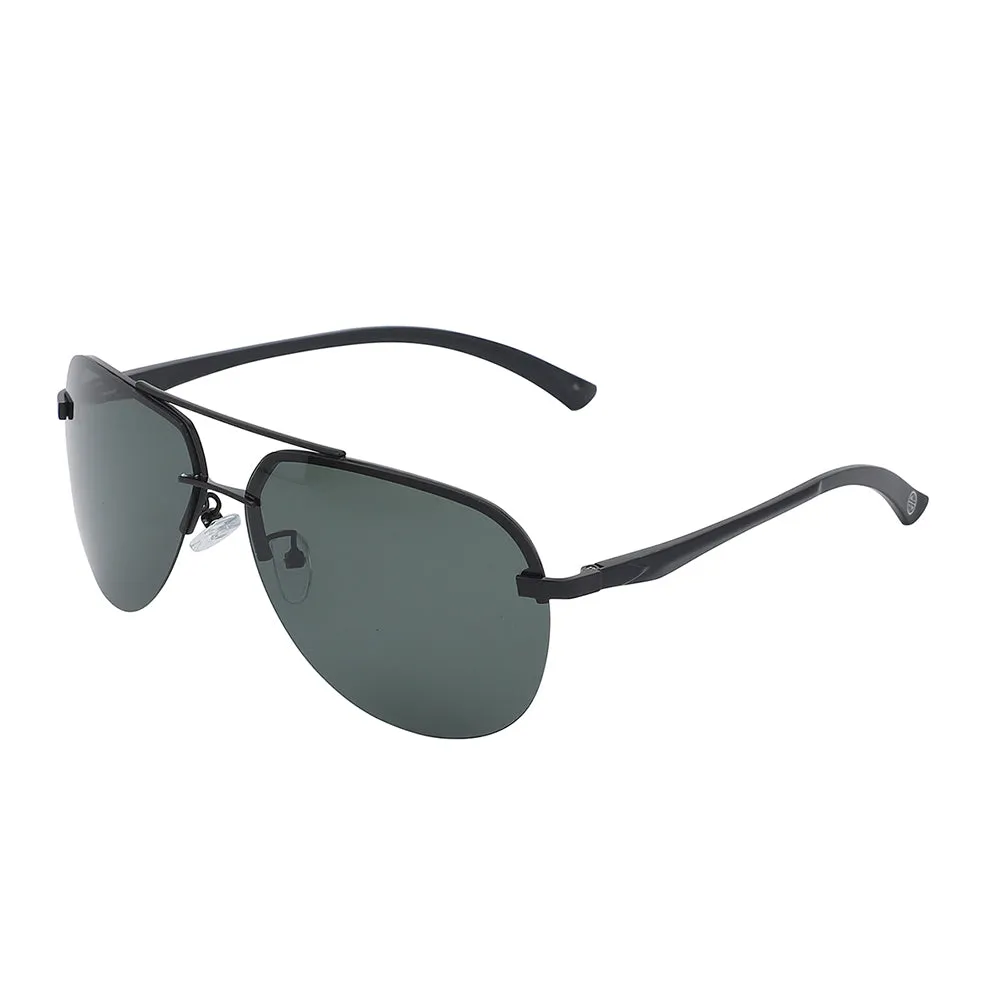 Carlton London Premium Black & Green Toned Polarised And Uv Protected Lens Aviator Sunglasses For Men