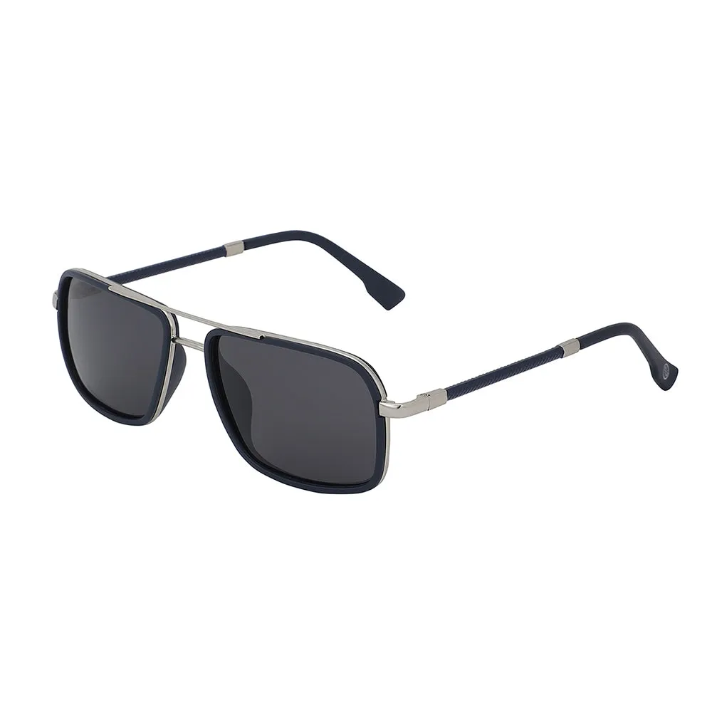 Carlton London Premium Silver & Blue Toned Polarised And Uv Protected Lens Rectangle Sunglasses For Men