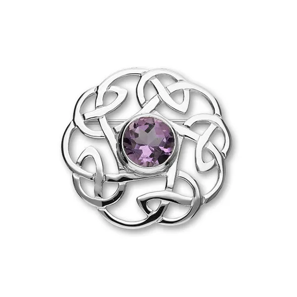 Celtic Silver Brooch CB62 Amethyst