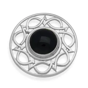 Celtic Silver Brooch SB150 Onyx