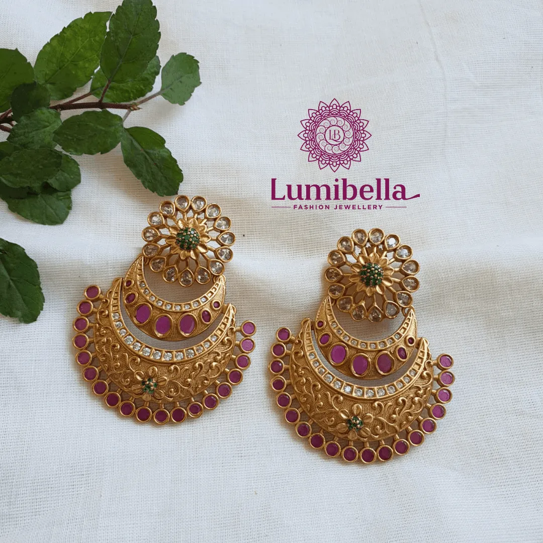 Chandbali Earrings With American Diamond