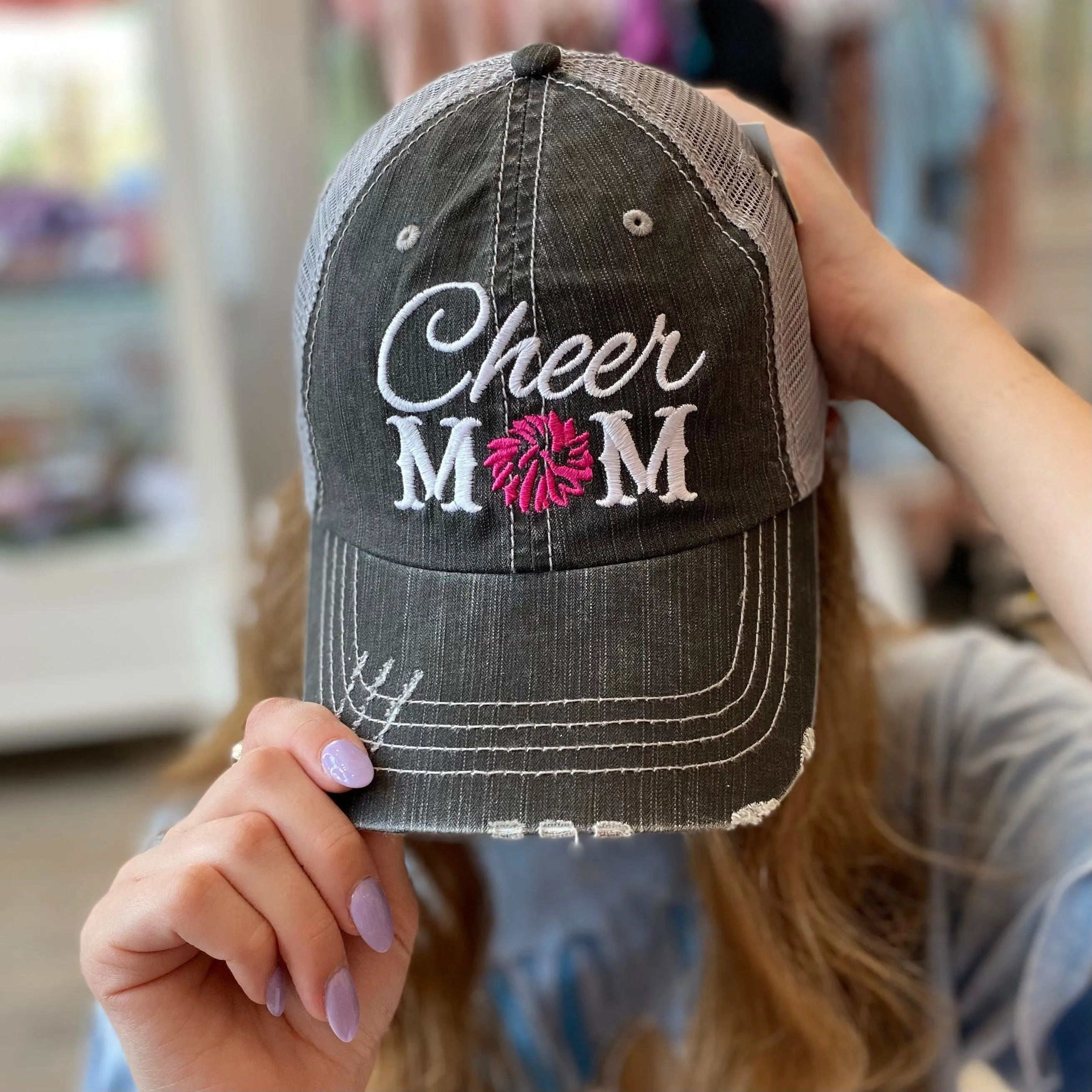 Cheer Mom Vintage Distressed Baseball Cap