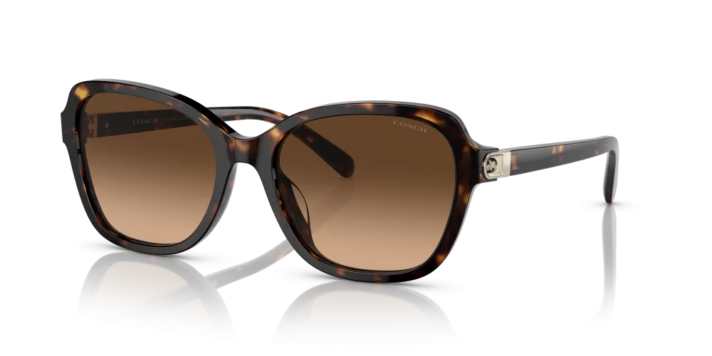 Coach Irregular Non-Polarized Sunglasses - Dark Tortoise/Brown Gradient