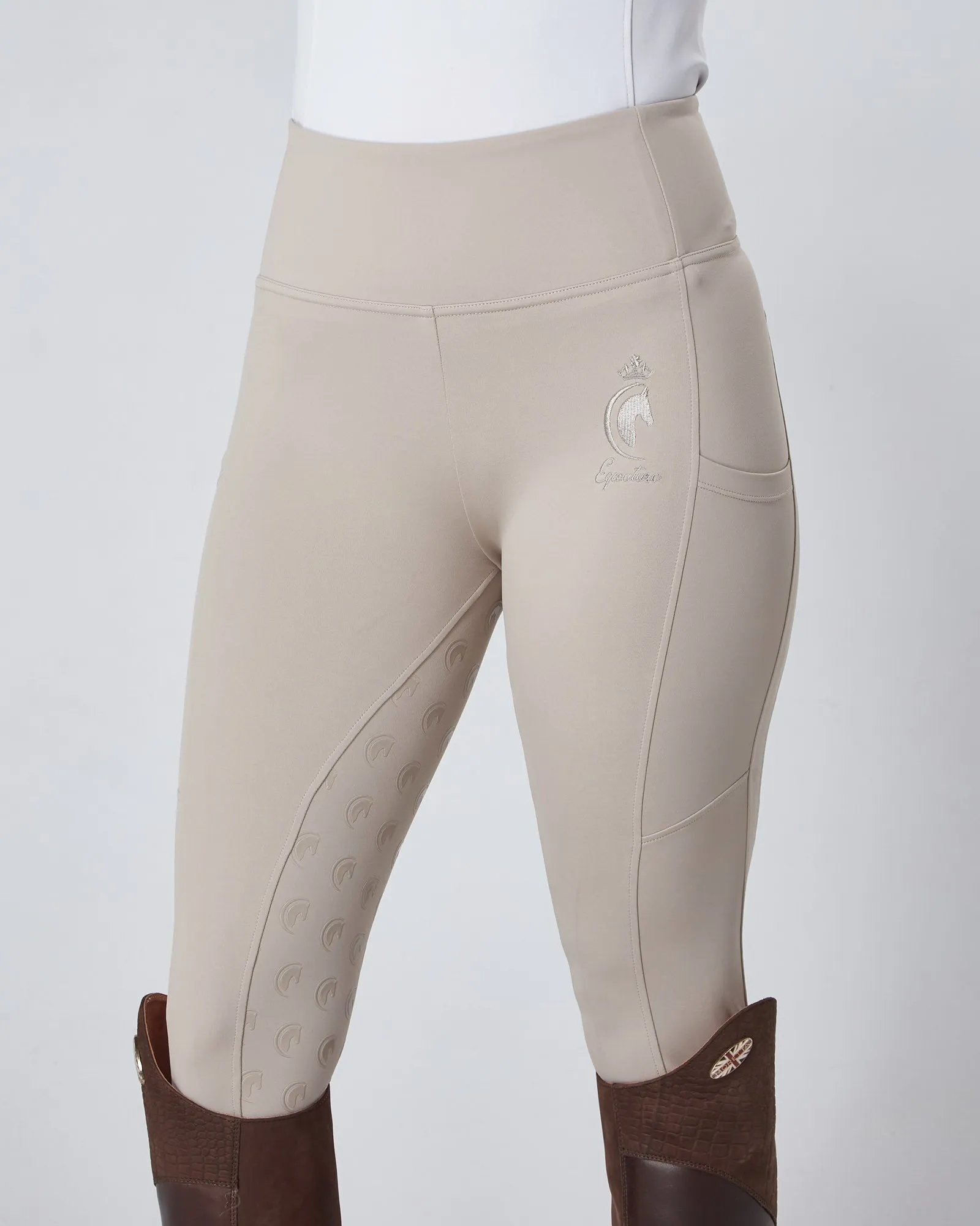 Competition Beige Riding Leggings / Tights with Phone Pockets - HUNTER BEIGE