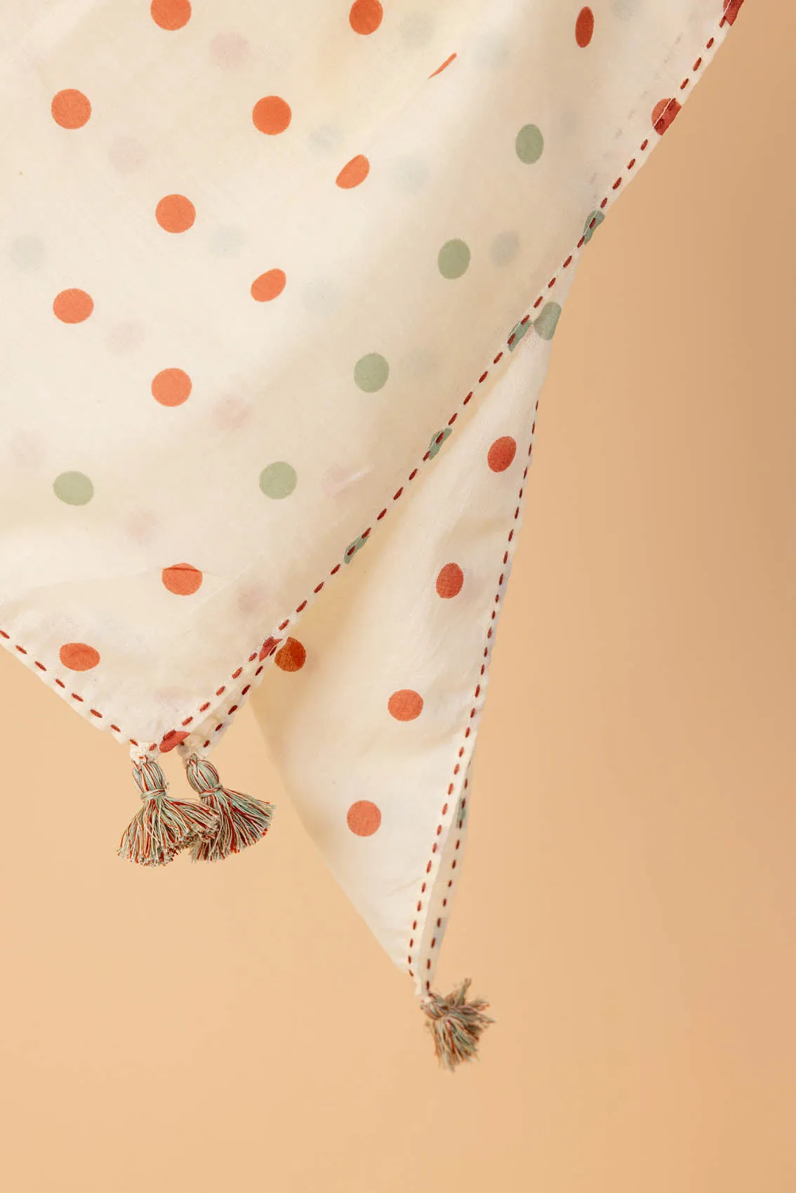 Cream Polka Dotted Scarf