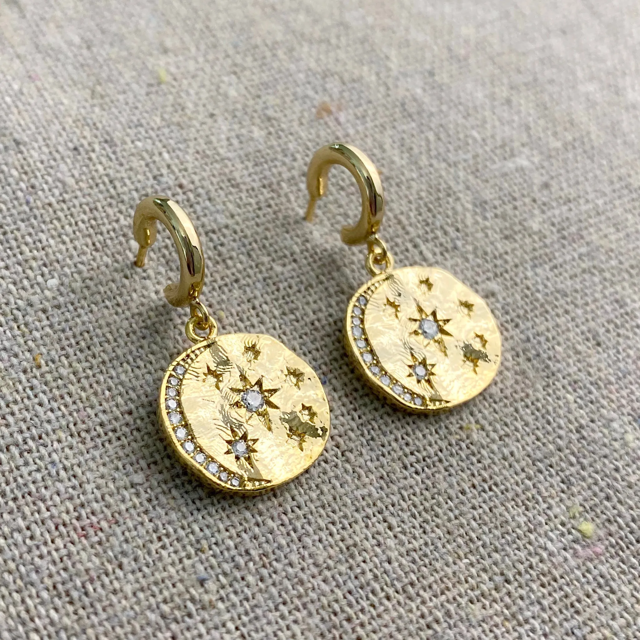 Crescent Moon Coin Earrings