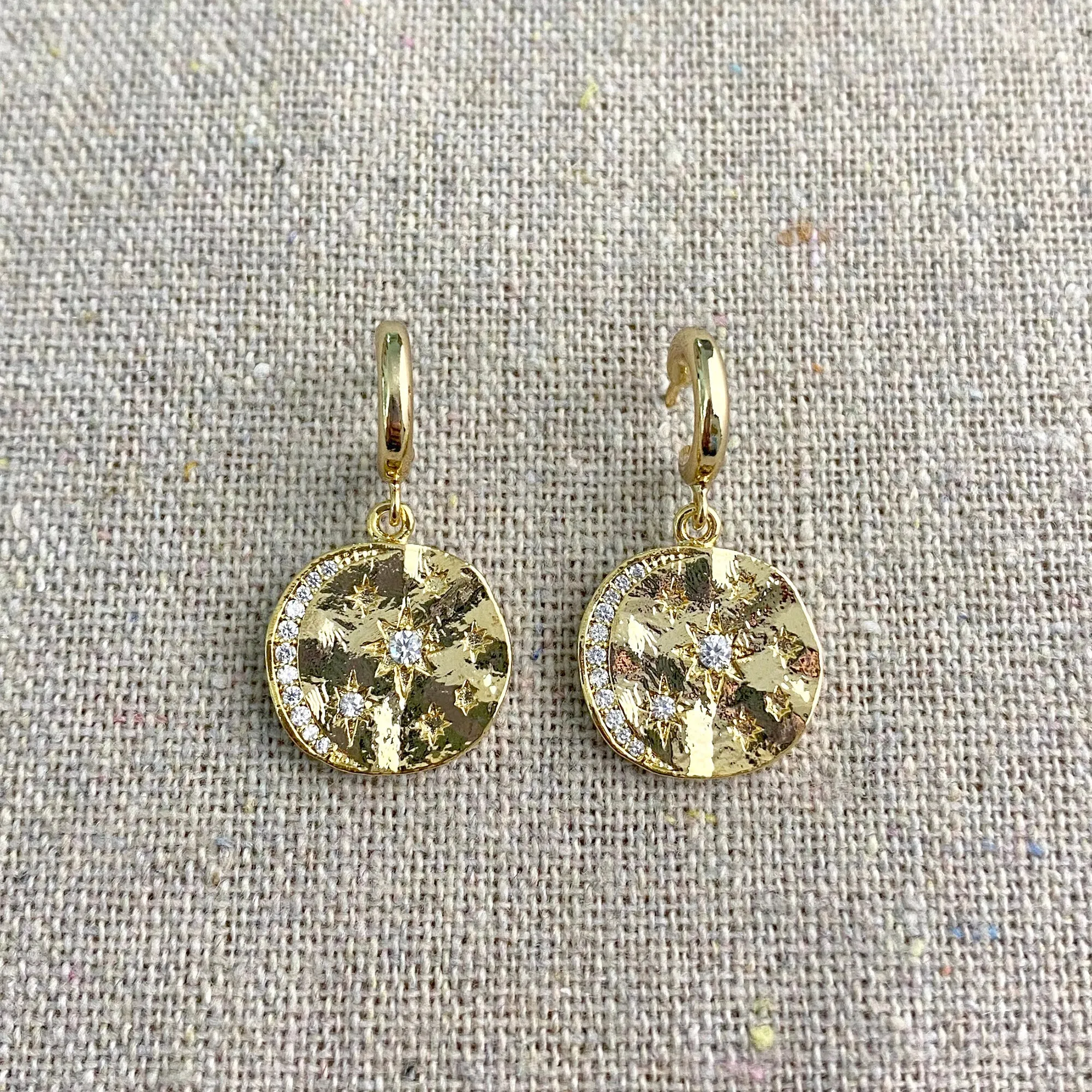 Crescent Moon Coin Earrings