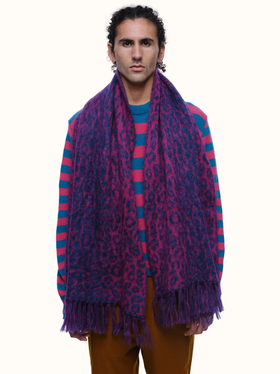 Cristobal Leopard Blanket Scarf in Brushed Recycled Cashmere & Mohair