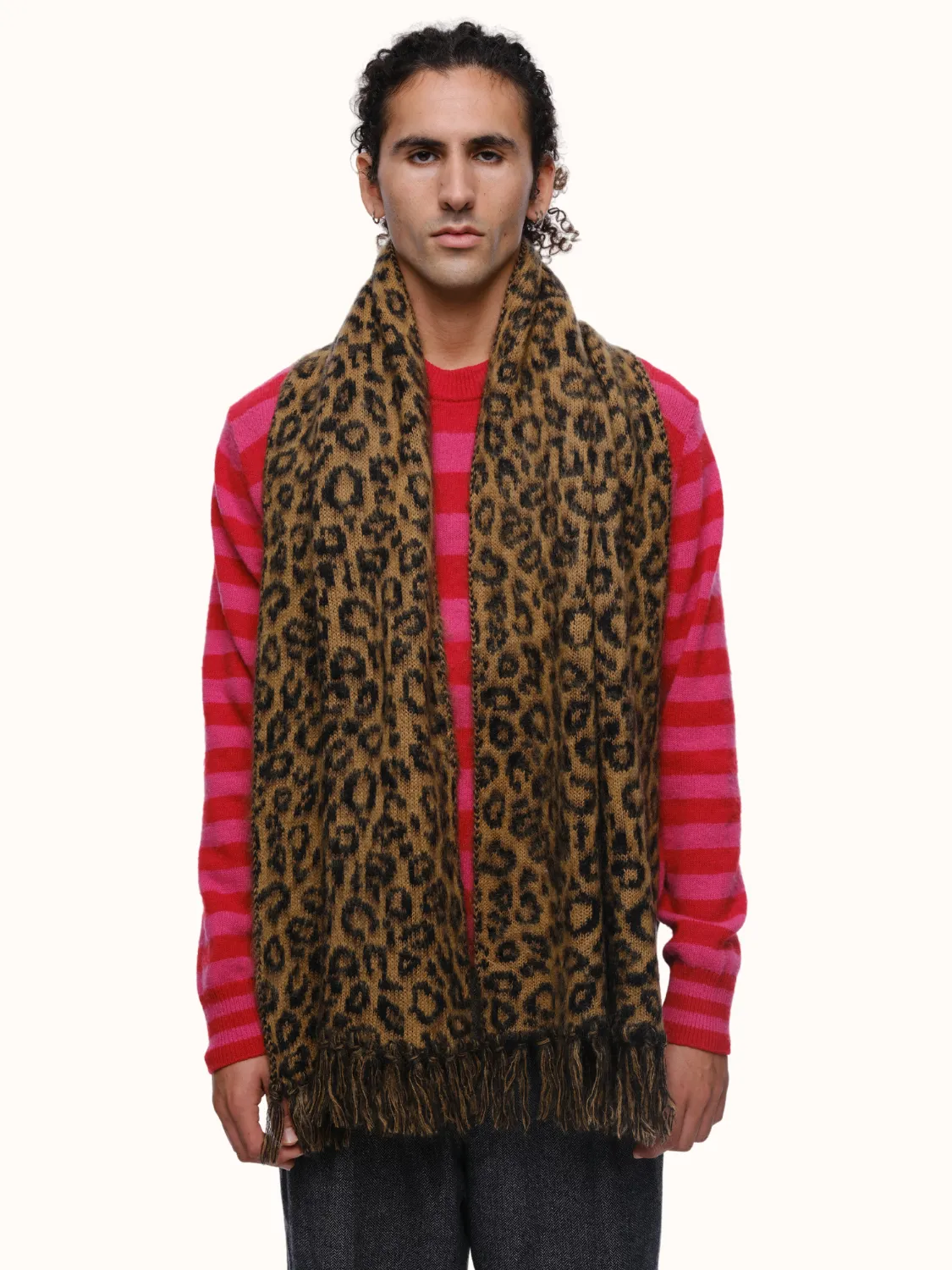 Cristobal Leopard Blanket Scarf in Brushed Recycled Cashmere & Mohair