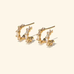 Crystal Baguette Double Bar Stud Earrings